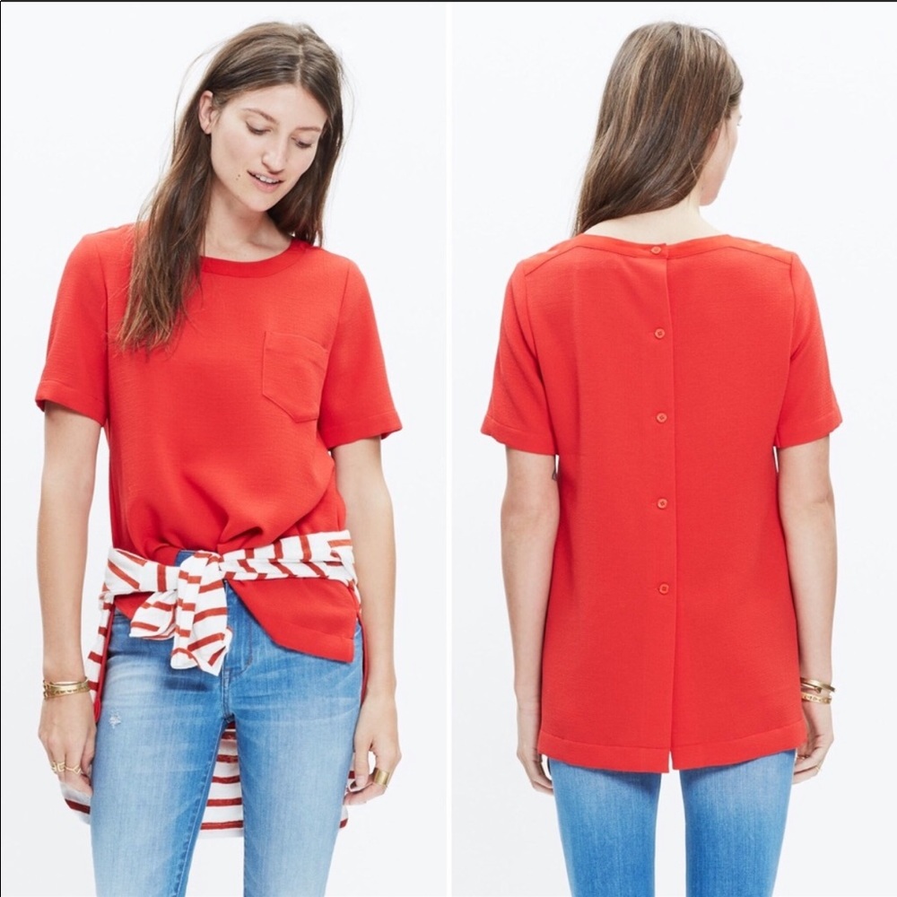 Madewell Industry Button Back Red Tunic Sz Small